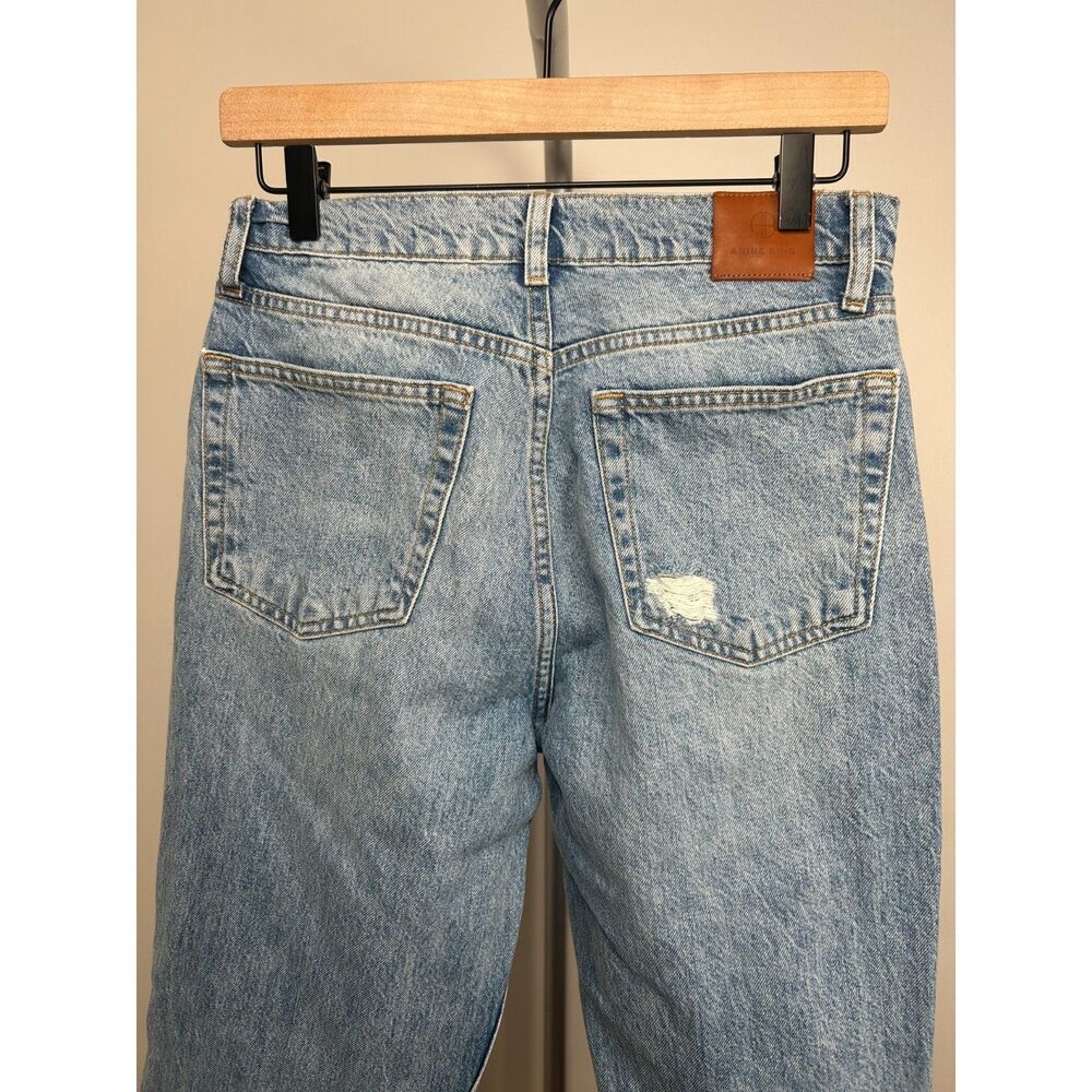 Annie Bing Olsen High Rise Button Fly Relaxed Straight Leg Jeans 27 Distressed - Picture 5 of 8